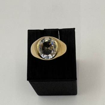 Men’s 10K Gold Ring with Bezel-Set Faceted Stone