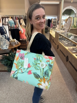 Market Tote Queenie Tropical Floral Sea Foam