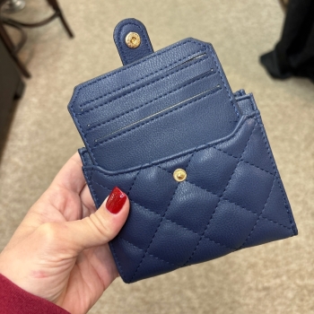 Melody Vegan Quilted Wallet- Navy
