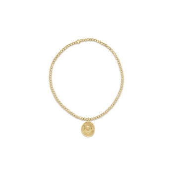 Classic Gold 2mm Bead Bracelet - Inspire Love Small Gold Word Disc