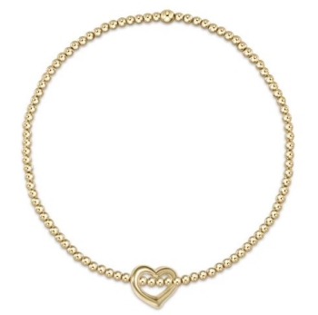 Classic Gold 2mm Bead Bracelet - Love Small Gold Charm