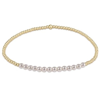 Gold Bliss 2mm Bead Bracelet - Pearl