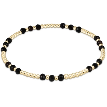 Gemstone Gold Joy 3mm Bead Bracelet - Faceted Onyx