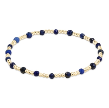 Gold Sincerity 3mm Bead Bracelet- Lapis