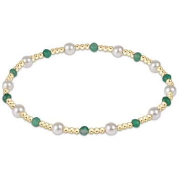 Pearl Sincerity Pattern 4mm Bead Bracelet - Green Onyx
