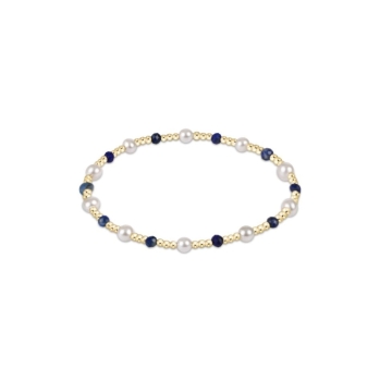 Pearl Sincerity Pattern 4mm Bead Bracelet - Lapis