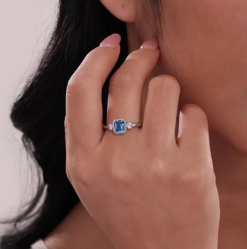 Square December Birthstone Ring