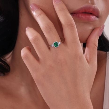 Square May Birthstone Ring