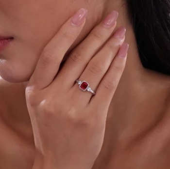 Square January Birthstone Ring