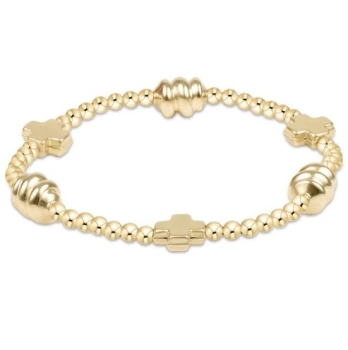 Signature Cross Admire Gold Pattern 3mm Bead Bracelet - Gold