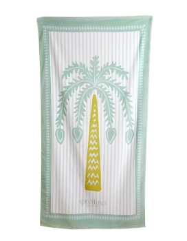Beach Towel Palm Stripe Sea Foam