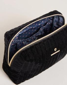 Black Velvet Quilted Cosmetic Bag