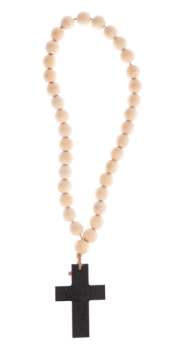 Wood Beaded Loop with Cross Charm