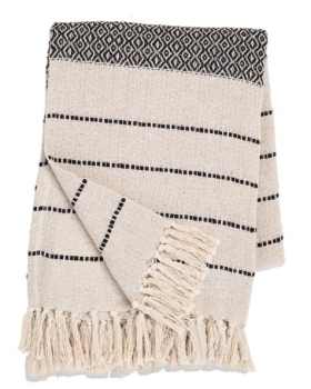 Black & Natural Dots & Stripes Throw