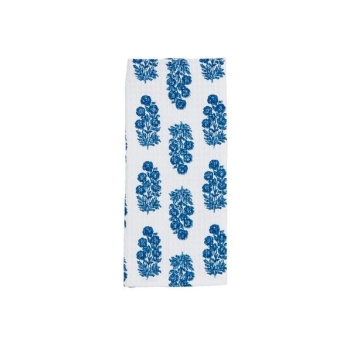 Block Print Blue Floral Towel
