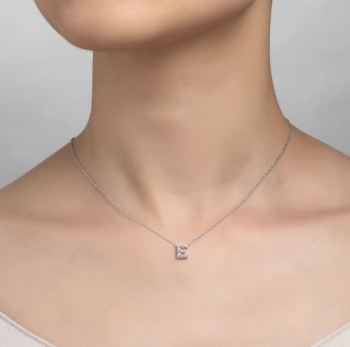 Block Letter E Pendant Necklace