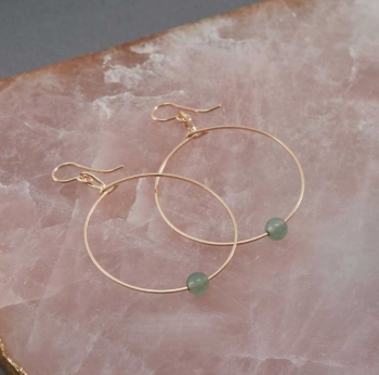 Breathe Earrings-14K Gold Artist Wire with Aventurine