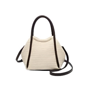 Brynne Satchel Bag- Natural/Black