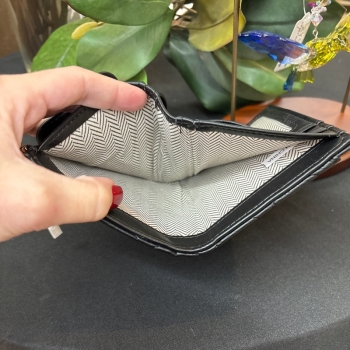 Melody Vegan Quilted Wallet- Black