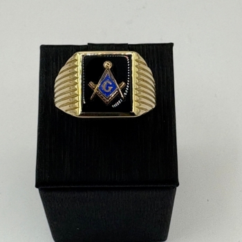 Men’s Masonic Black Onyx Gold Ring