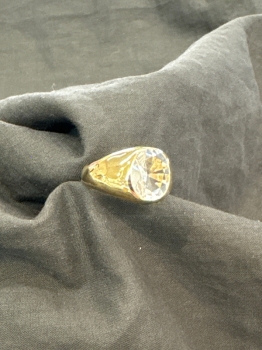 Men’s 10K Gold Ring with Bezel-Set Faceted Stone