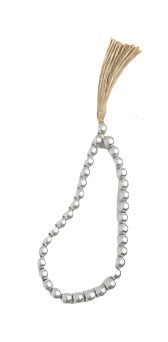 Metallic Wood Beaded Loop with Tassel- 2 asst