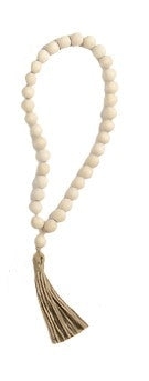Metallic Wood Beaded Loop with Tassel- 2 asst