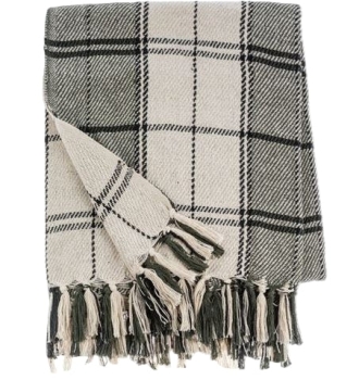 Woven Green Plaid Throw