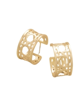 Cane Midi Hoop Earrings Gold