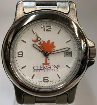 Clemson University Orange Palmetto Silver Watch