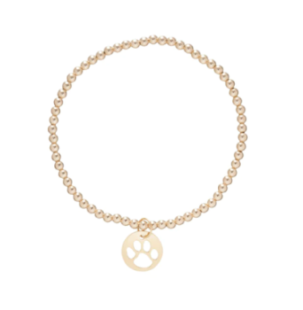 Classic Gold 2mm Bead Bracelet - Small Paw Print