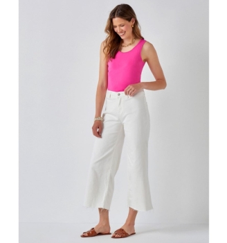 Cotton Spandex Raw Cut Jean- White