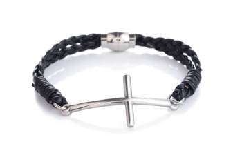 Cross Leather Men's Bracelet