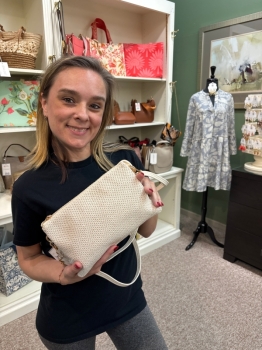 Izzy Straw Woven Crossbody- Off-White