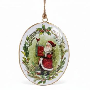 Santa Disk Ornaments, 3 asst.