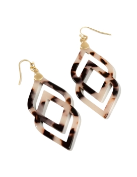 Deco Drama Resin Earrings- White Tortoise