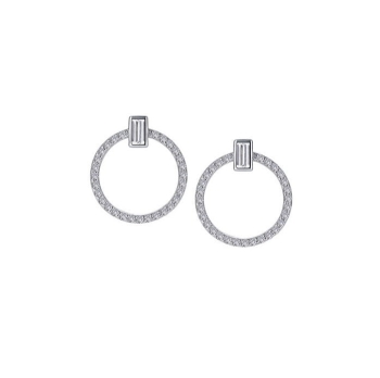 Diamond Open Circle Drop Earrings
