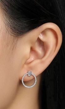 Diamond Open Circle Drop Earrings