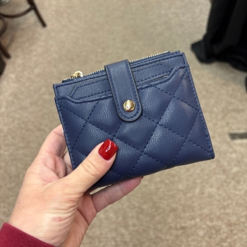 Melody Vegan Quilted Wallet- Navy