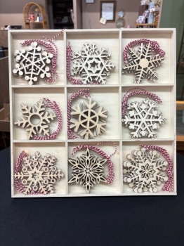 Wood Snowflake Ornament set
