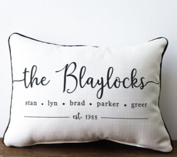 Family Name Established Pillow