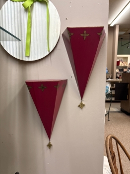 Red and Gold Wall Sconce Set