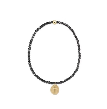 Faceted Hematite 2mm Inspire Small Charm Bead Bracelet