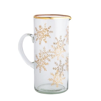 Gold Snowflake Glass Pitcher