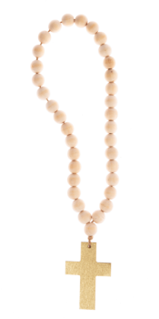 Wood Beaded Loop with Cross Charm