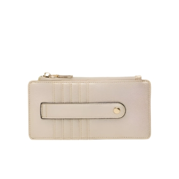 Saige Vegan Leather Slim Card Wallet- Gold