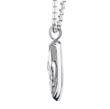 Stainless Steel & Carbon Fiber Fleur de Lis Dog Tag Pendant with Chain