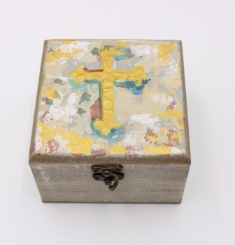 Handpainted Cross Wood Box