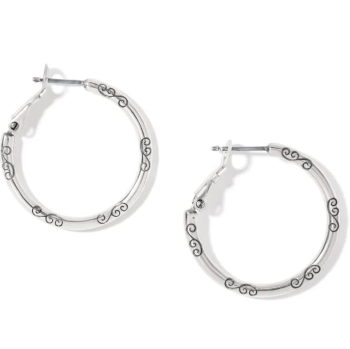 Small Hoop Charm Earrings- Silver