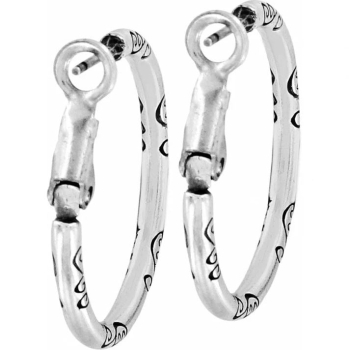 Small Hoop Charm Earrings- Silver